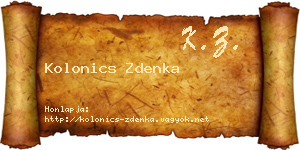 Kolonics Zdenka névjegykártya
